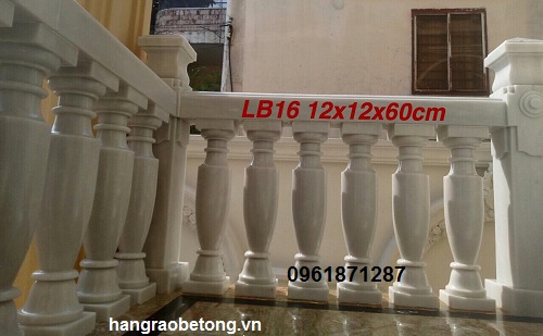 Lục bình đá trắng LB16 gắn lan can do công ty Phú Kiến Hưng sản xuất