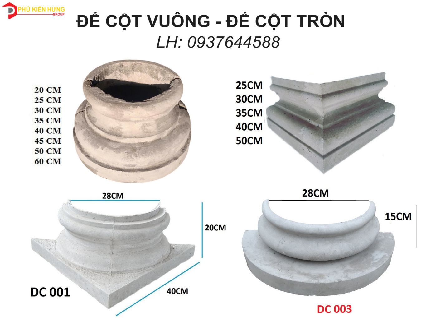 Đế cột vuông tròn các loại - SEO