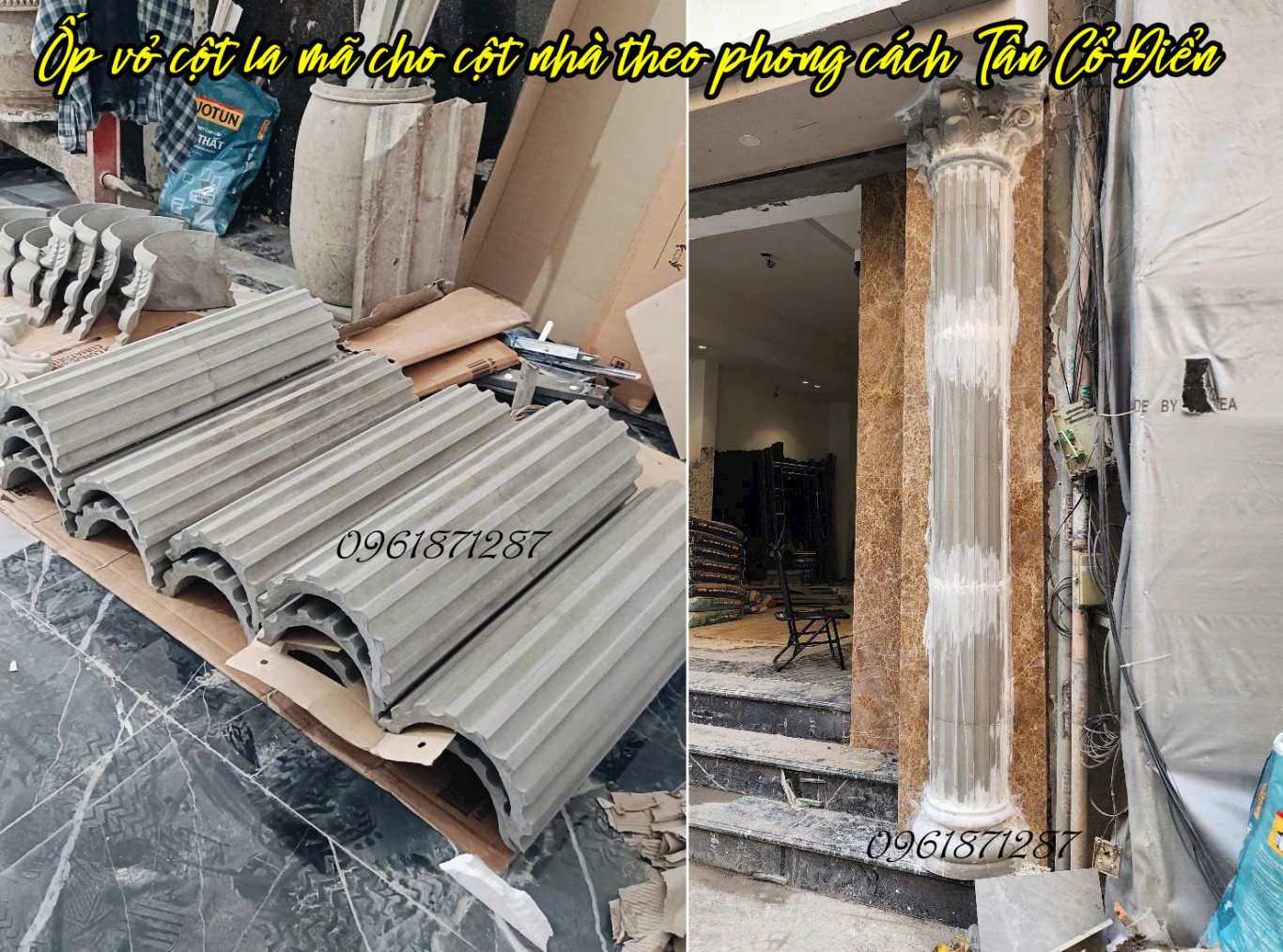 Ốp vỏ cột la mã tân cổ điển