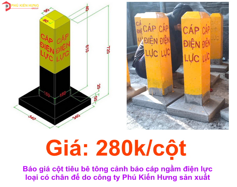 2024-09-26_Báo giá cột tiêu bê tông cảnh báo cáp ngầm điện lực do công ty Phú Kiến Hưng sản xuất