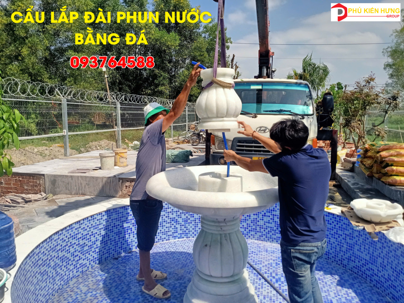 CẨU LẮP ĐÀI PHUN NƯỚC BẰNG ĐÁ