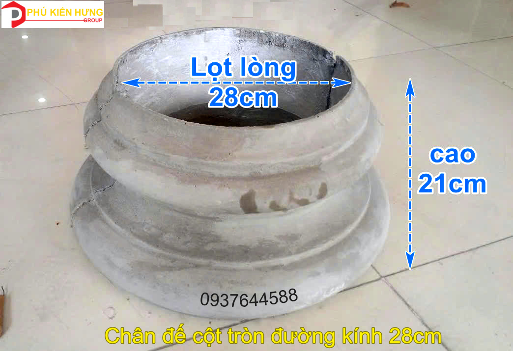 Chân cột lọt lòng 28cm cao 21cm