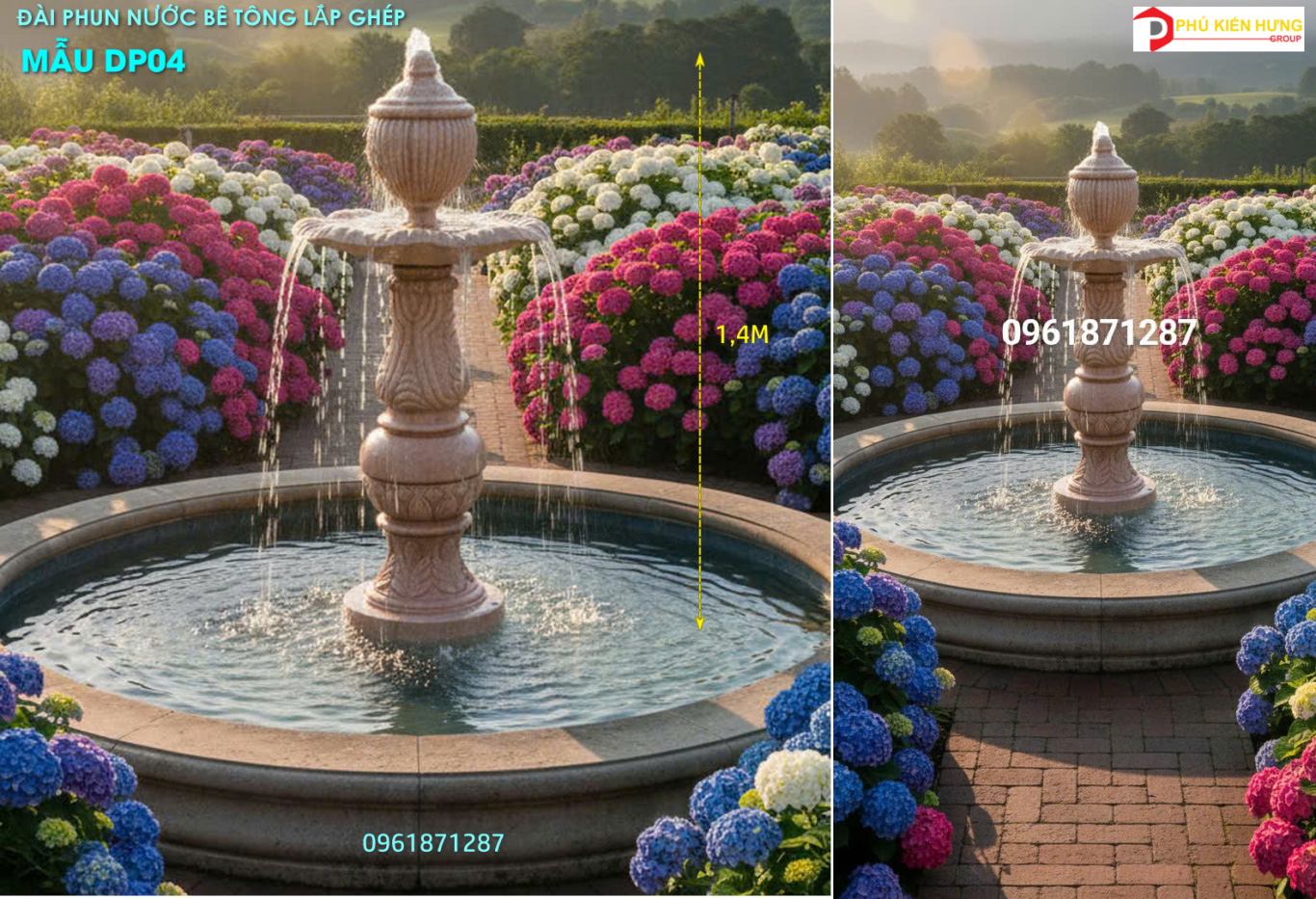 DP04-Đài phun nước bê tông lắp ghép