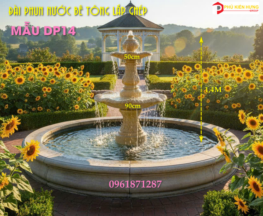 DP14-Đài phun nước bê tông lắp ghép