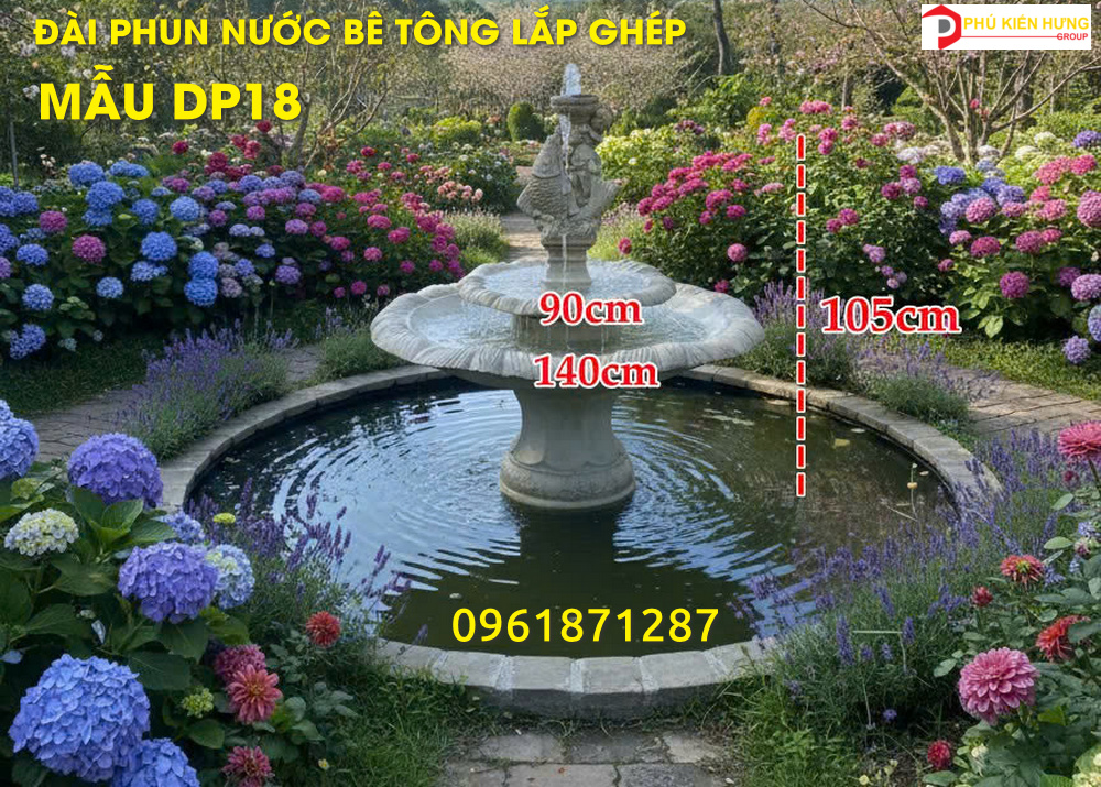 DP18-Đài phun nước bê tông lắp ghép