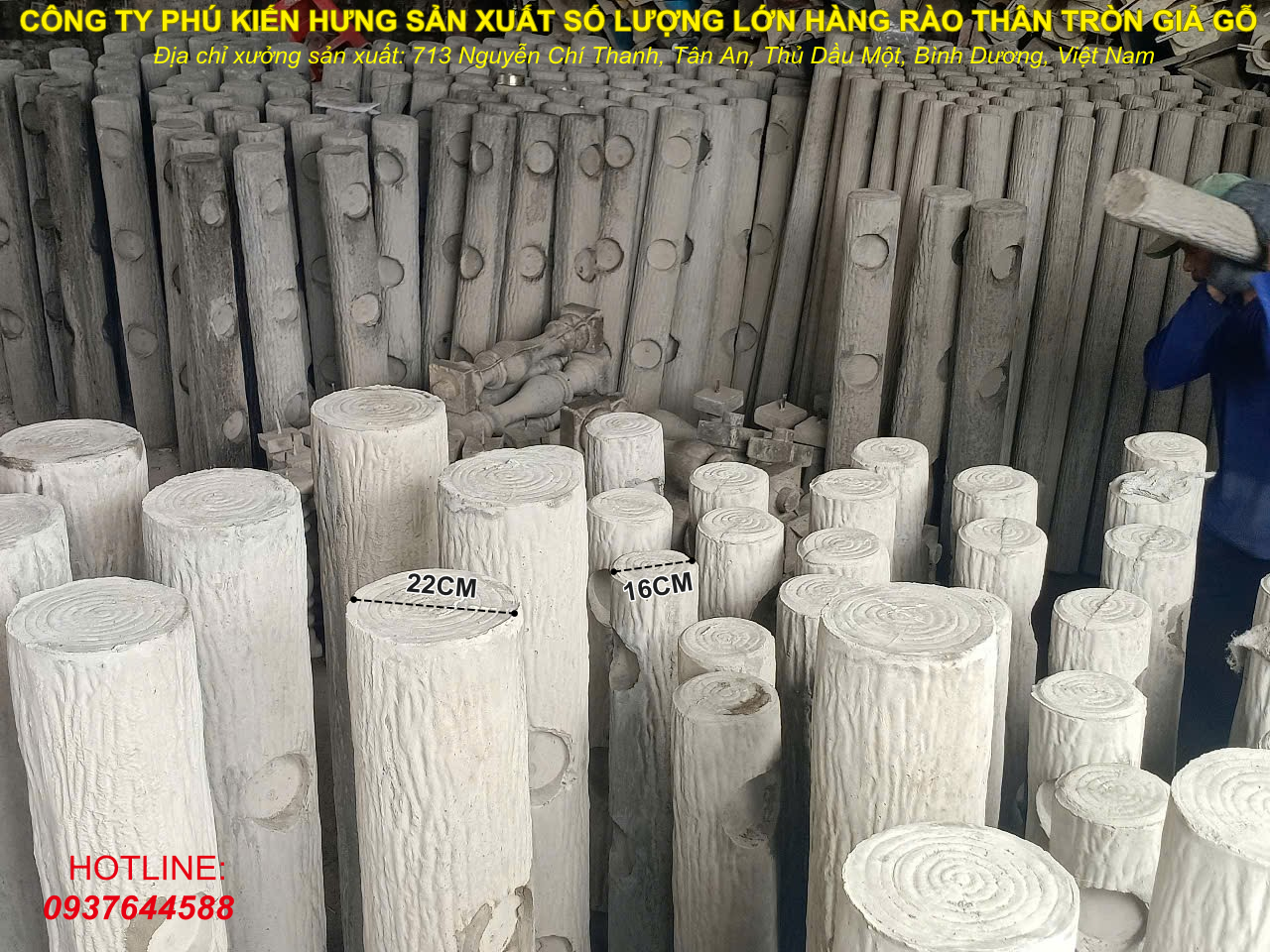 Hàng rào bê tông giả gỗ 3 thanh ngang PKH