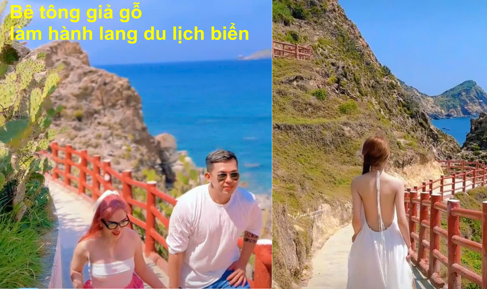Hành lang giả gỗ ven biển du lịch