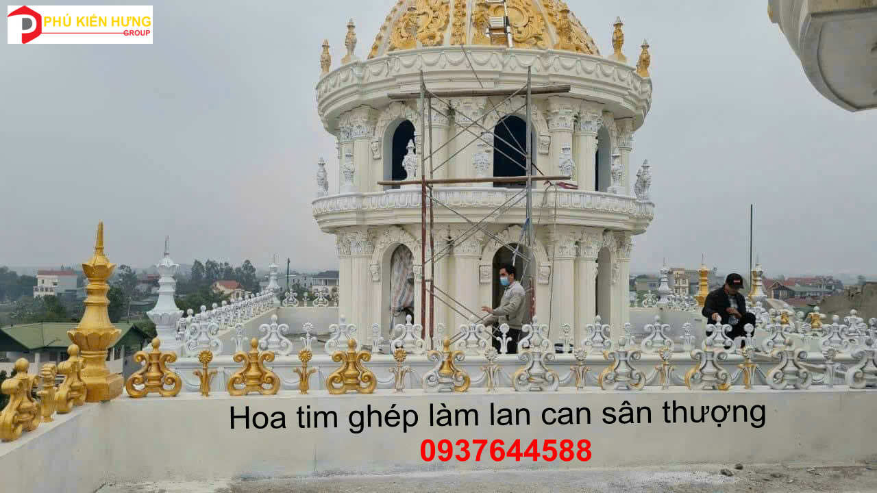 Hoa tim ghép lan can sân thượng