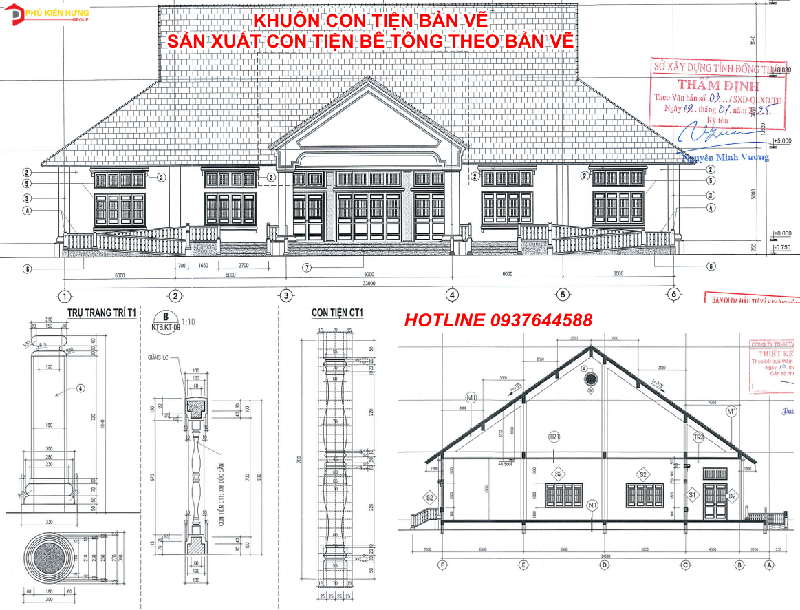 Khuôn con tiện lục bình bê tông theo bản vẽ