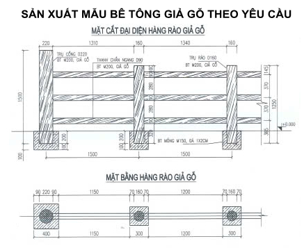 SẢN XUẤT BÊ TÔNG GIẢ GỖ THEO BẢN VẼ