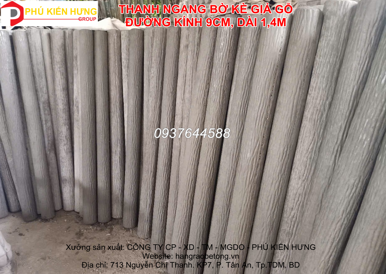 Thanh ngang bờ kè giả gỗ Phú Kiến Hưng