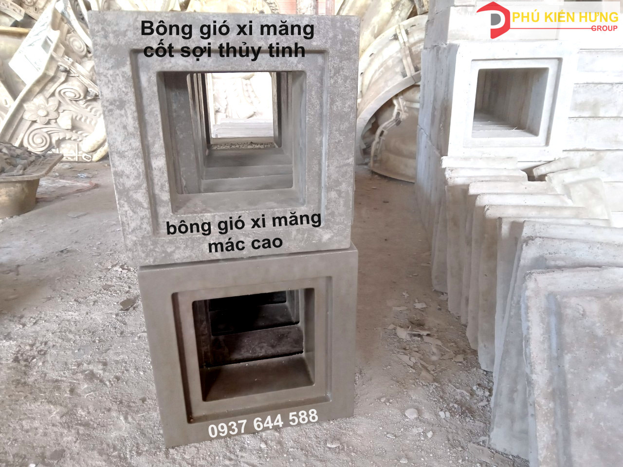 bông gió xi măng mác cao cốt sợi thủy tinh Phú Kiến Hưng