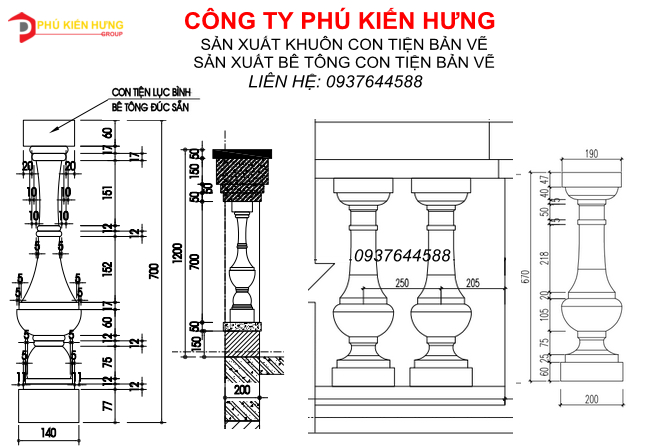 công ty phú kiến hưng nhận sản xuất  khuôn con tiện theo bản vẽ